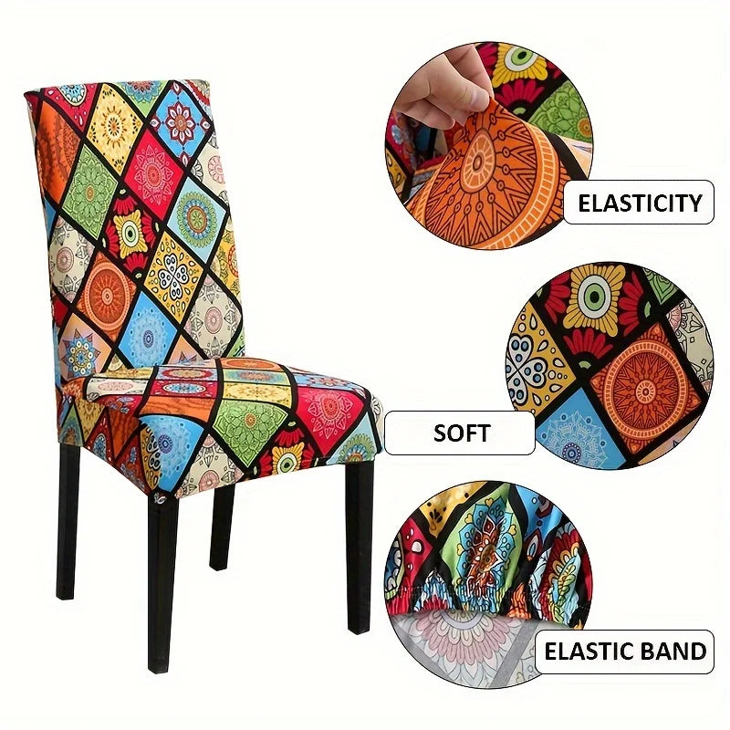 chair Cover Printed Dining Chair Covers Stretchable Washable Kitchen Chair Covers Decoration