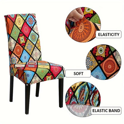 chair Cover Printed Dining Chair Covers Stretchable Washable Kitchen Chair Covers Decoration