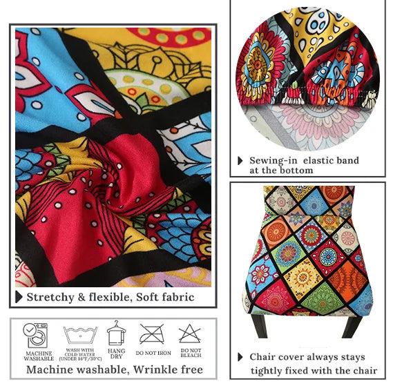 chair Cover Printed Dining Chair Covers Stretchable Washable Kitchen Chair Covers Decoration