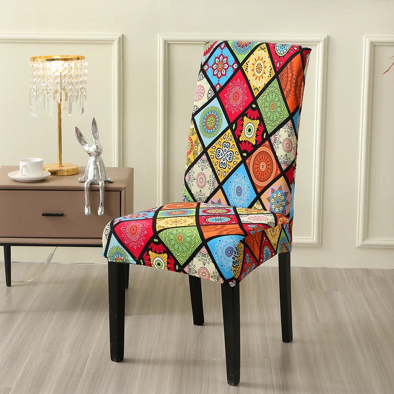 chair Cover Printed Dining Chair Covers Stretchable Washable Kitchen Chair Covers Decoration
