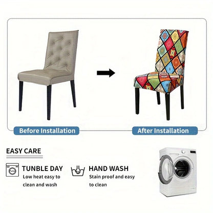 chair Cover Printed Dining Chair Covers Stretchable Washable Kitchen Chair Covers Decoration
