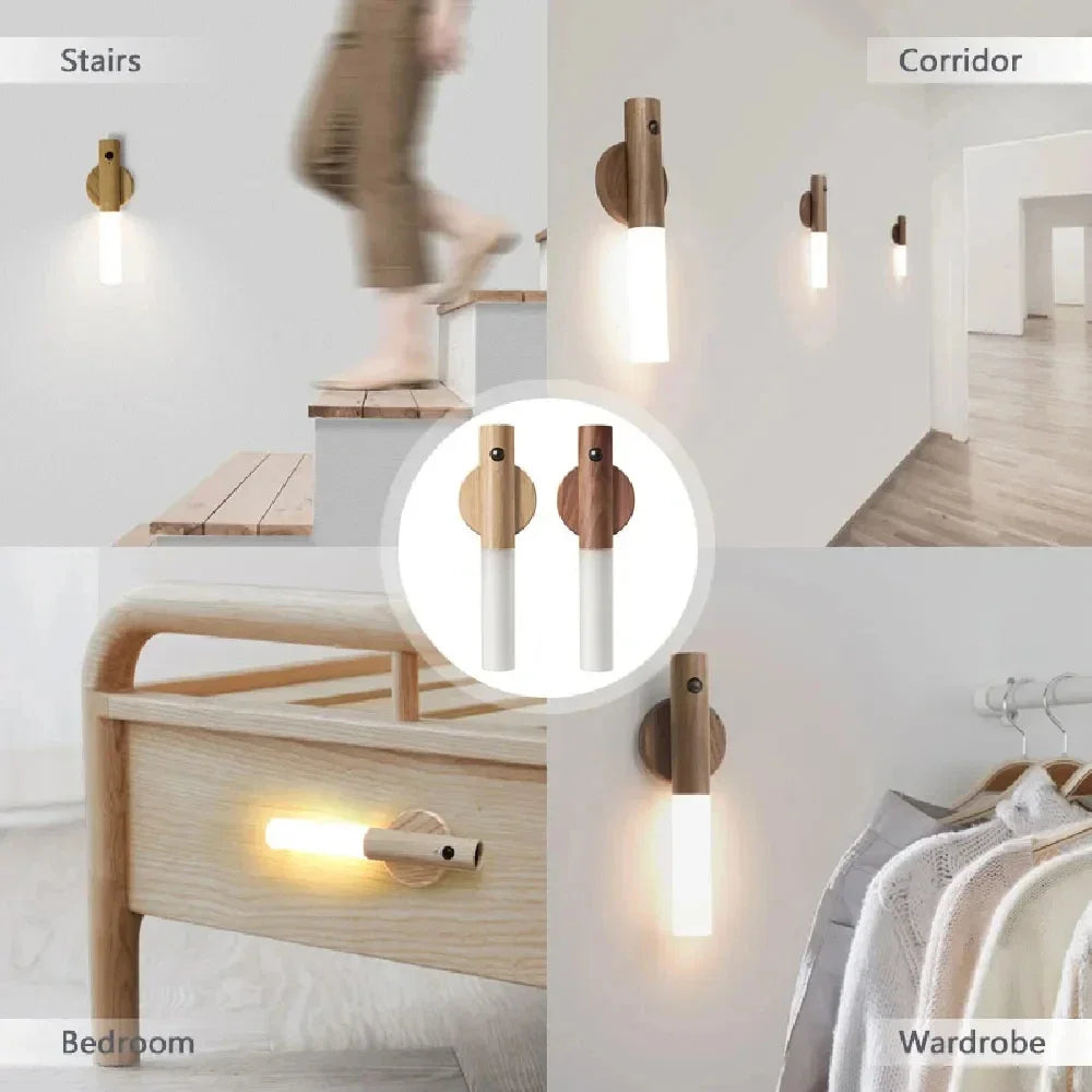 Intelligent Wooden Magnetic Suction Lamp LED Charging Night Light Human Body Sensing Light