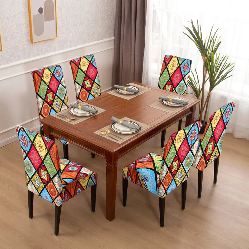 chair Cover Printed Dining Chair Covers Stretchable Washable Kitchen Chair Covers Decoration