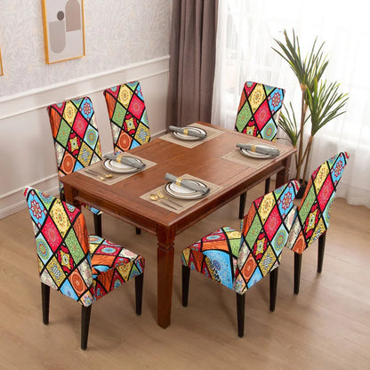 chair Cover Printed Dining Chair Covers Stretchable Washable Kitchen Chair Covers Decoration
